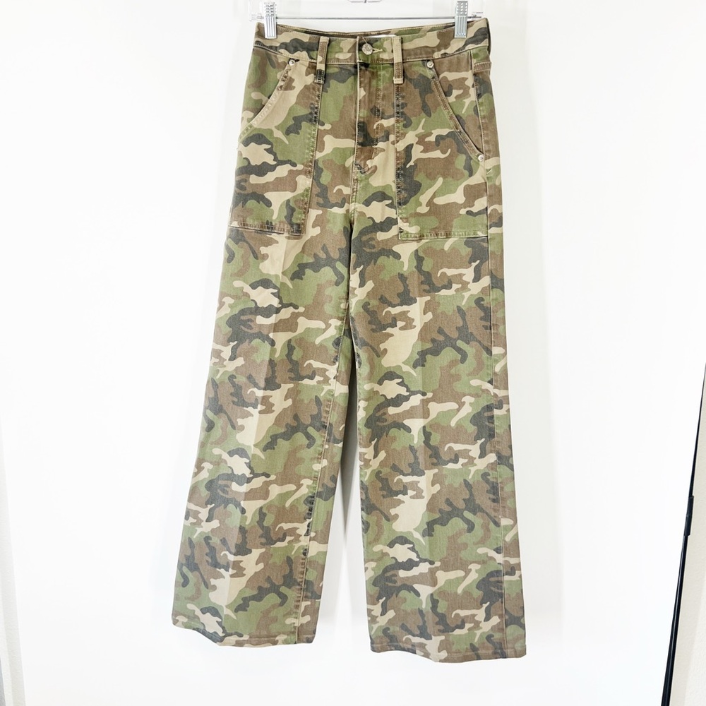 Daze Denim Far Out High Waist Wide Leg Jeans Camo - Picture 2 of 8